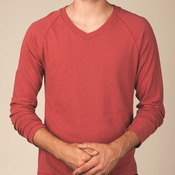 Retro Jersey Long Sleeve Raglan V-Neck T-Shirt